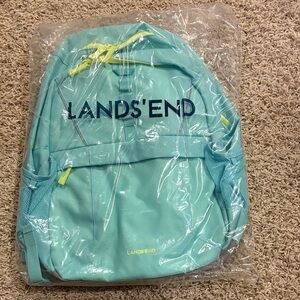 NWT Lands' End Teal Backpack with Yellow Accents